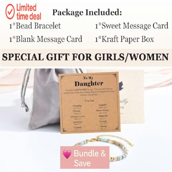 Christian Cross Bead Bracelet with Extender, 7" Length, Stone Material - Picture 7 of 7